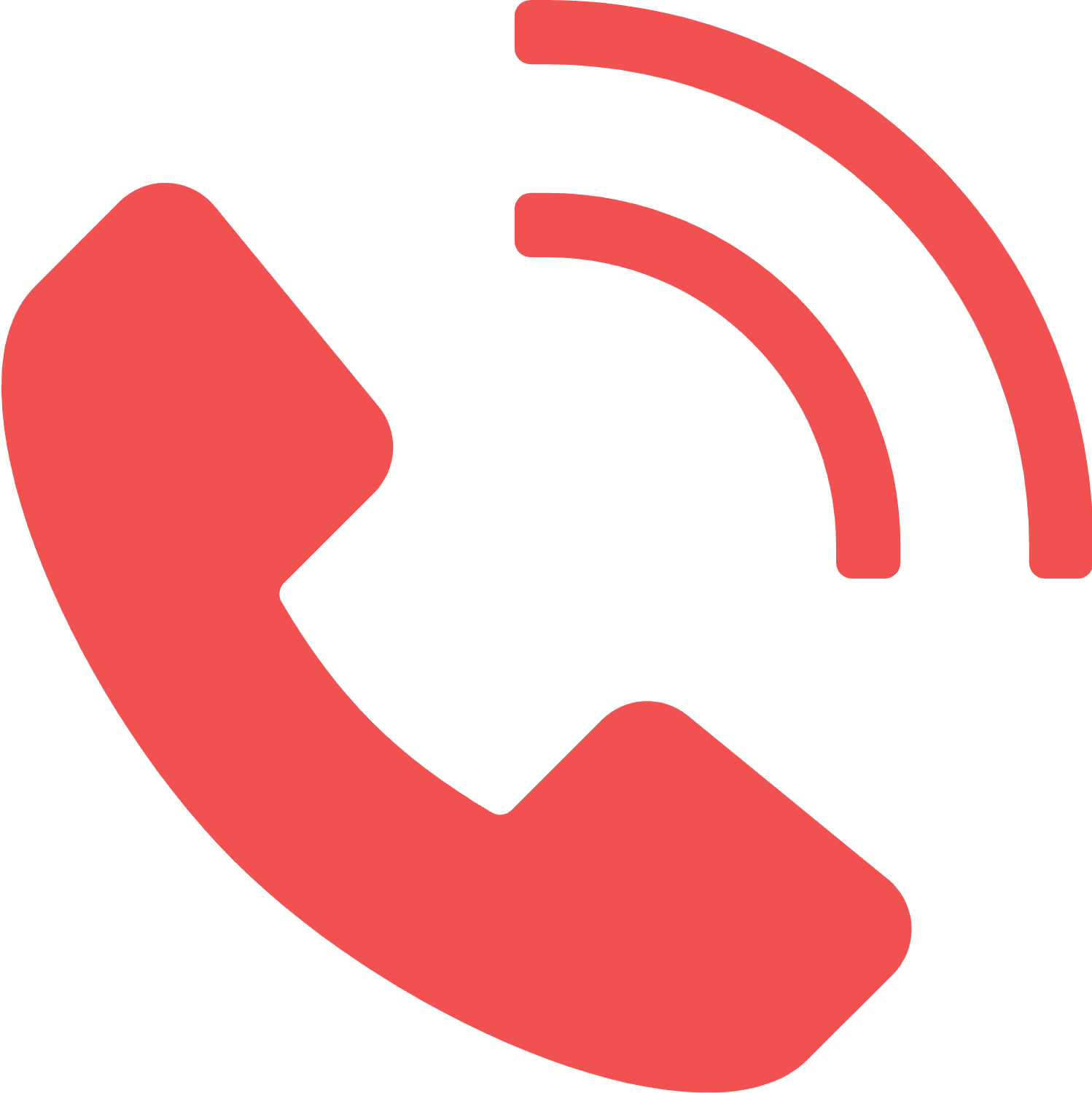 Red phone icon with signal waves